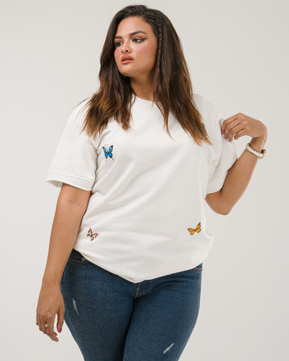 Oversized Butterfly T-Shirt - White