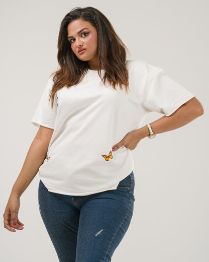 Oversized Butterfly T-Shirt - White