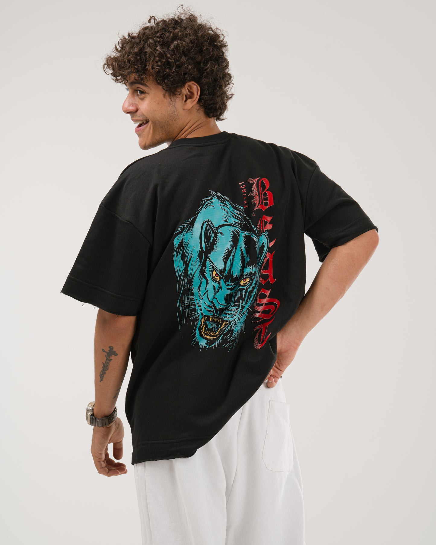 Oversized Extinct Beast T-Shirt - Black