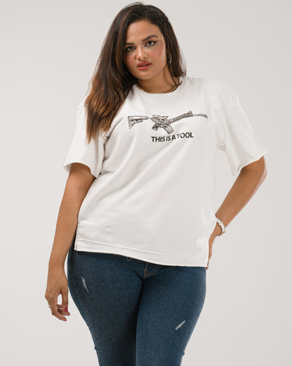 Oversized I Am The Weapon T-Shirt - White