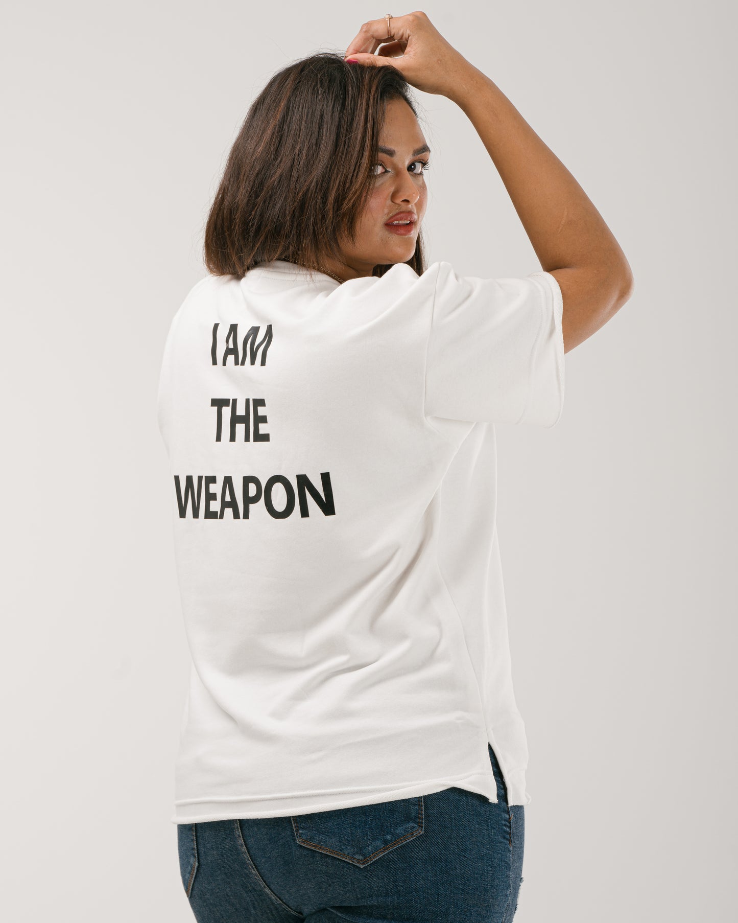 Oversized I Am The Weapon T-Shirt - White