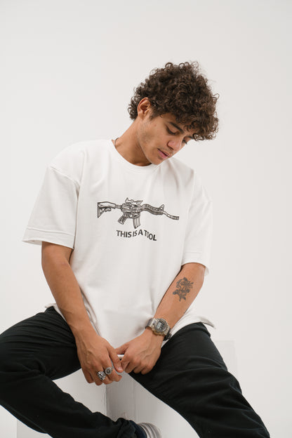 Oversized I Am The Weapon T-Shirt - White