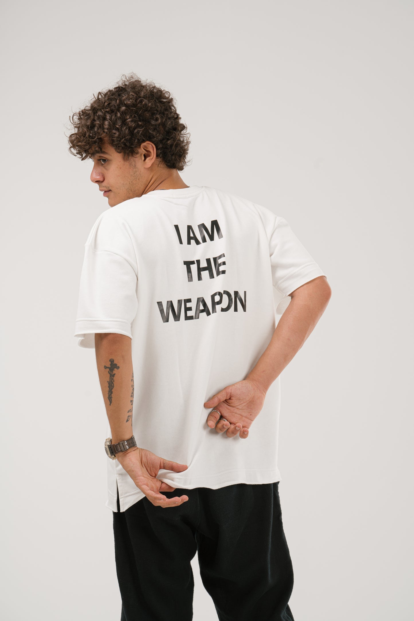 Oversized I Am The Weapon T-Shirt - White