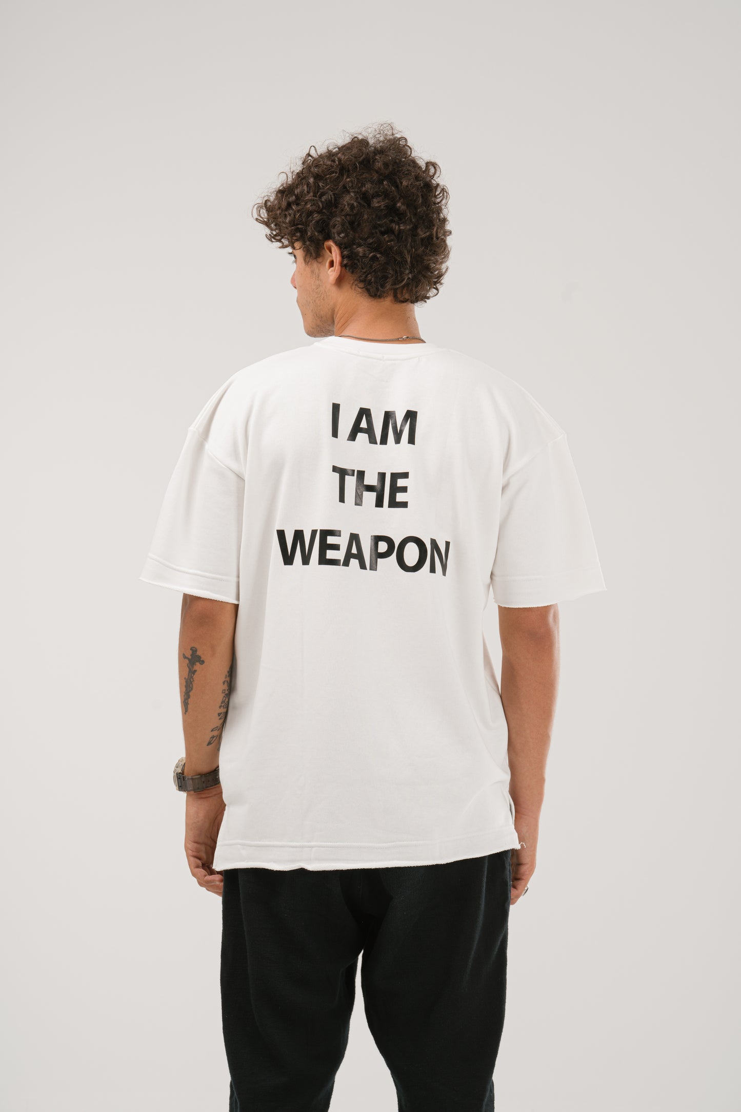 Oversized I Am The Weapon T-Shirt - White