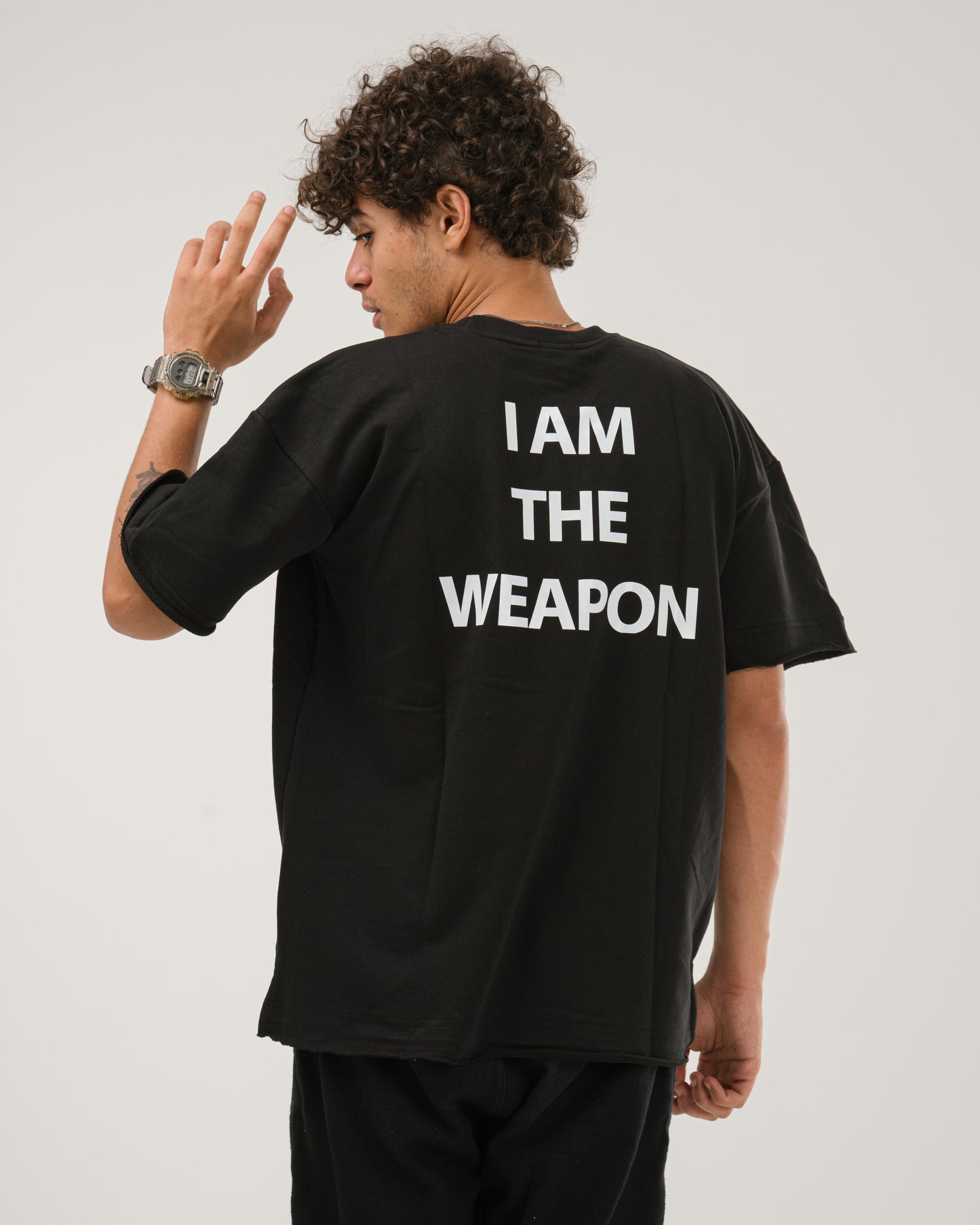 Oversized I Am The Weapon T-Shirt - Black