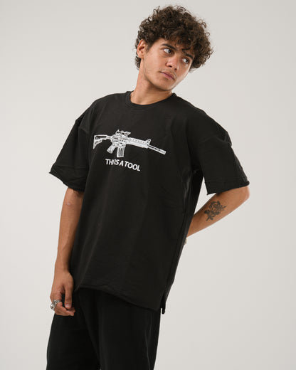 Oversized I Am The Weapon T-Shirt - Black