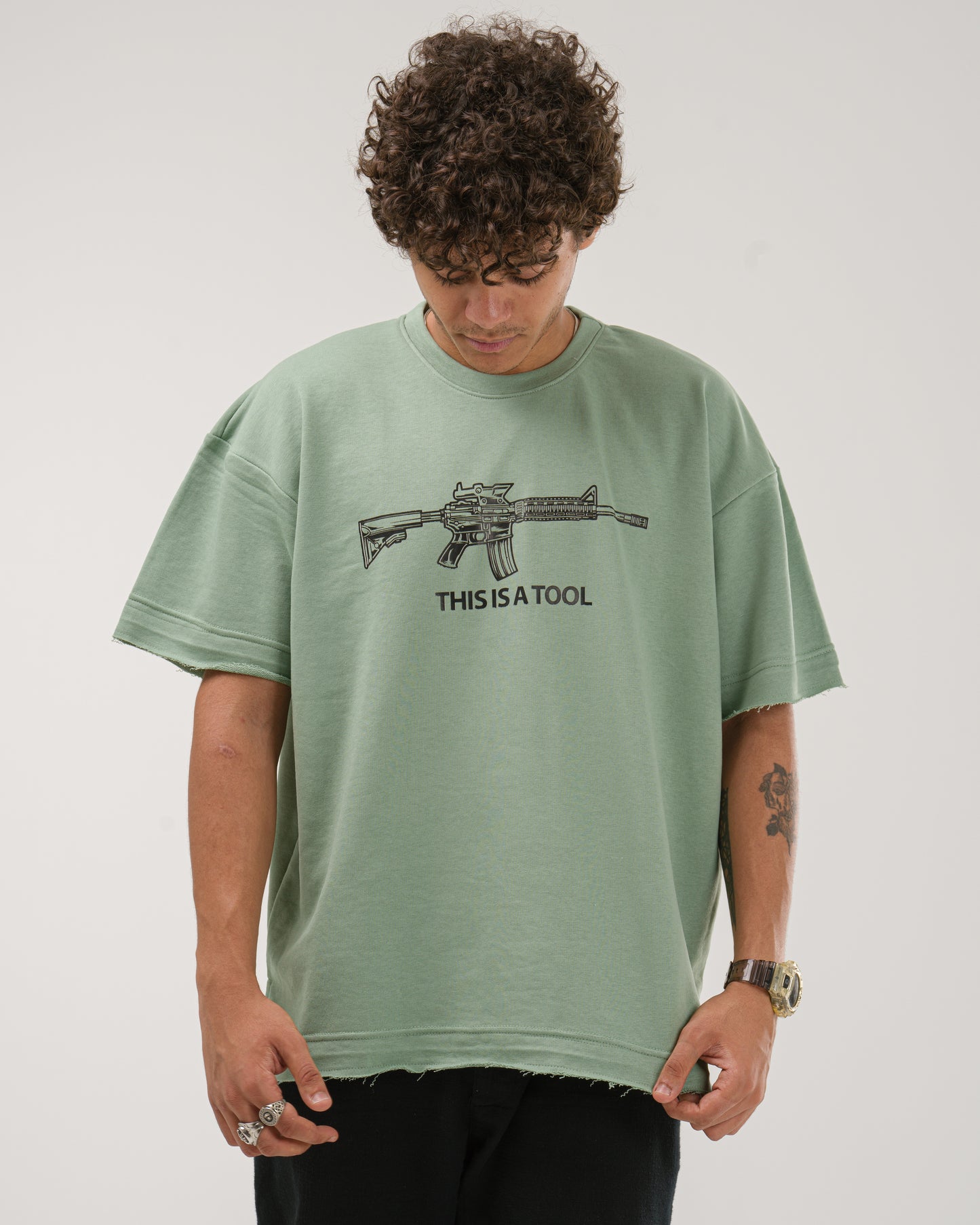 Oversized I Am The Weapon T-Shirt - Mint Green