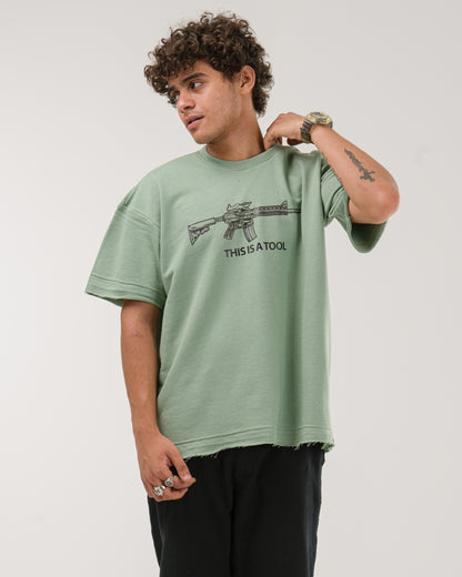 Oversized I Am The Weapon T-Shirt - Mint Green