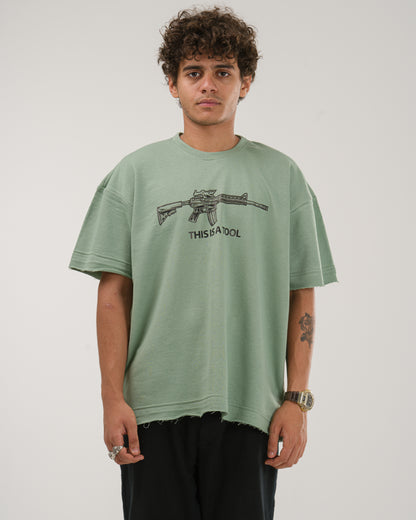 Oversized I Am The Weapon T-Shirt - Mint Green