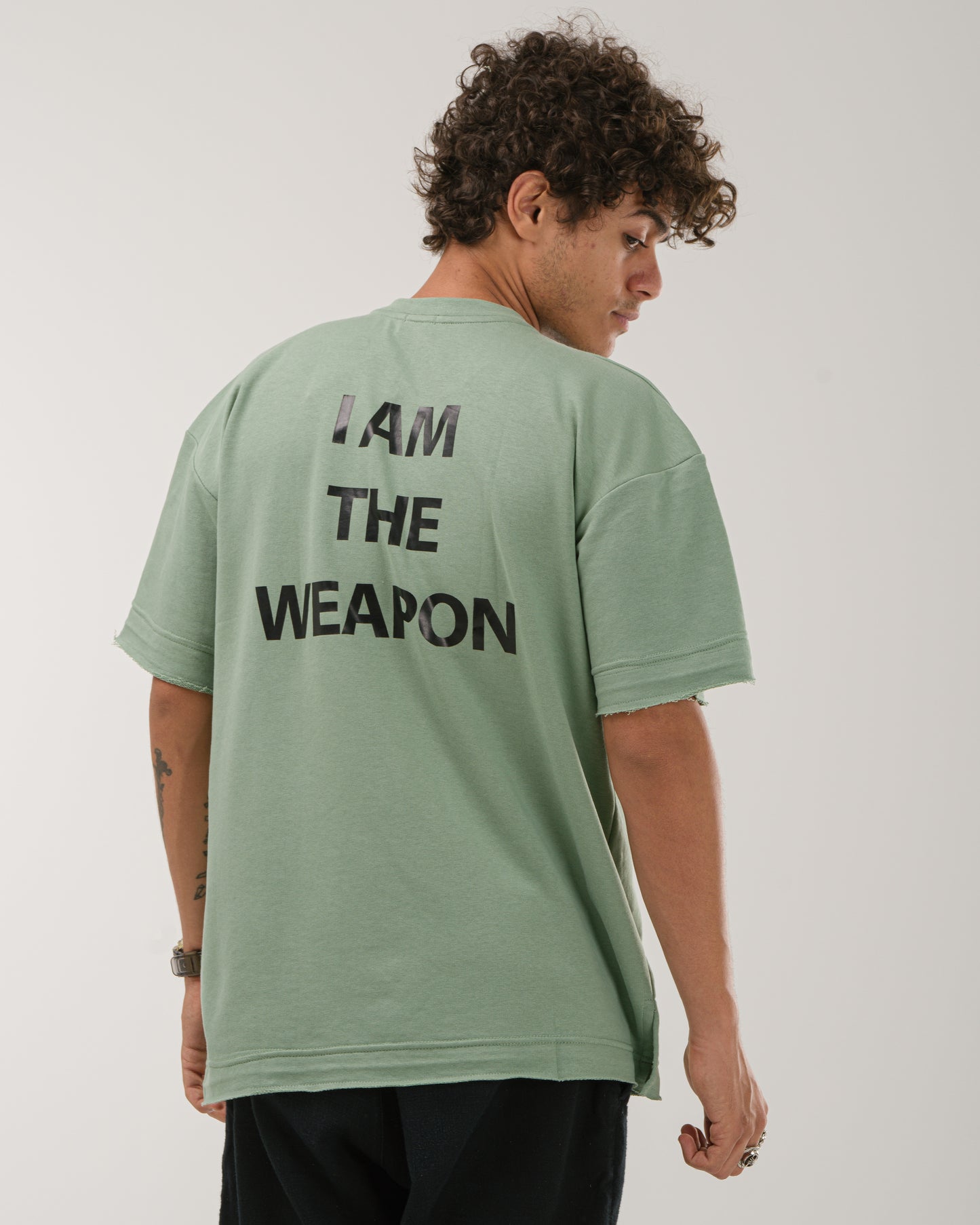 Oversized I Am The Weapon T-Shirt - Mint Green