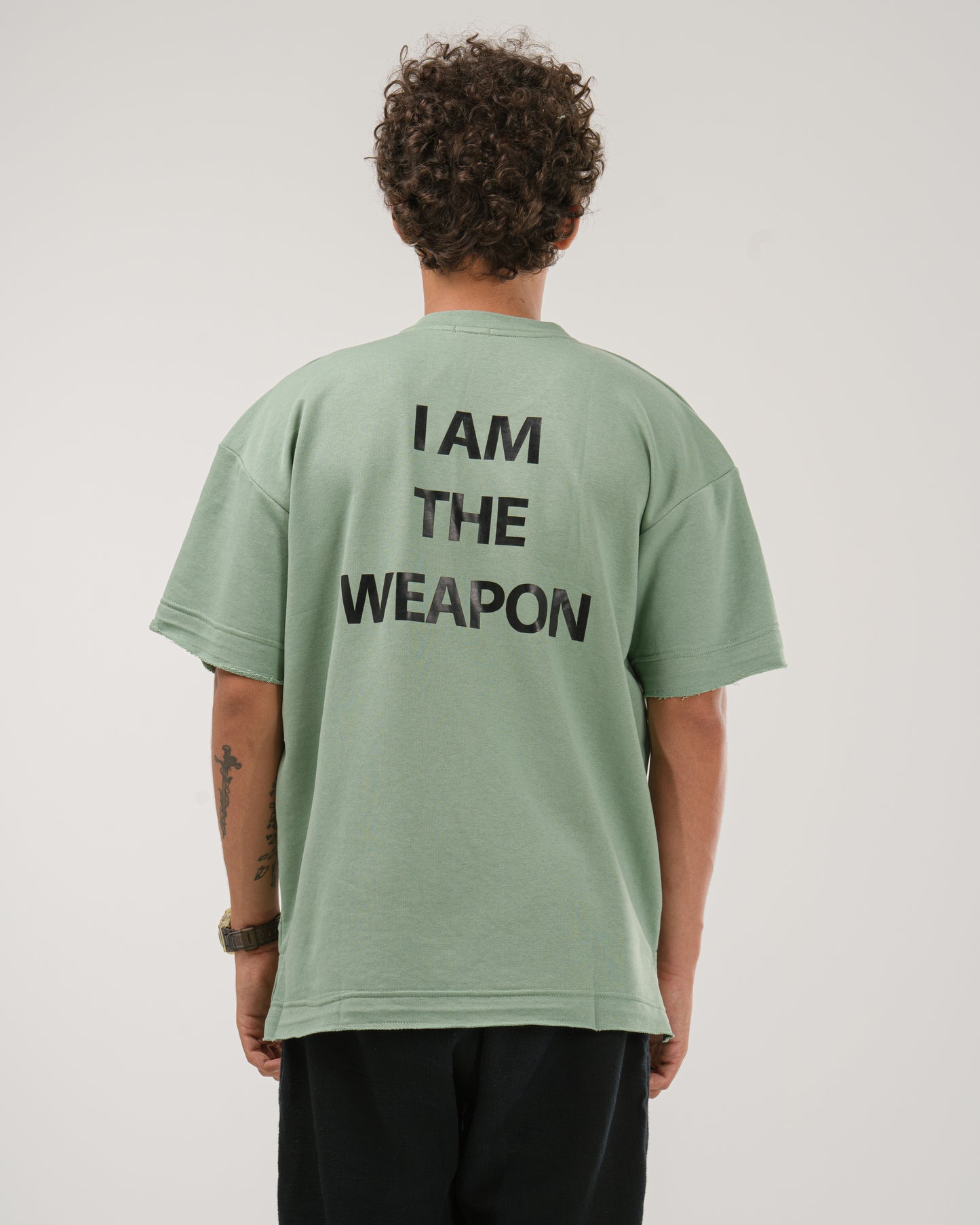 Oversized I Am The Weapon T-Shirt - Mint Green