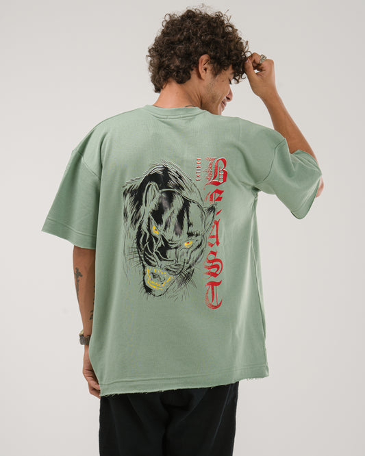 Oversized Extinct Beast T-Shirt - Mint Green