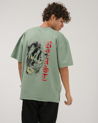 Oversized Extinct Beast T-Shirt - Mint Green