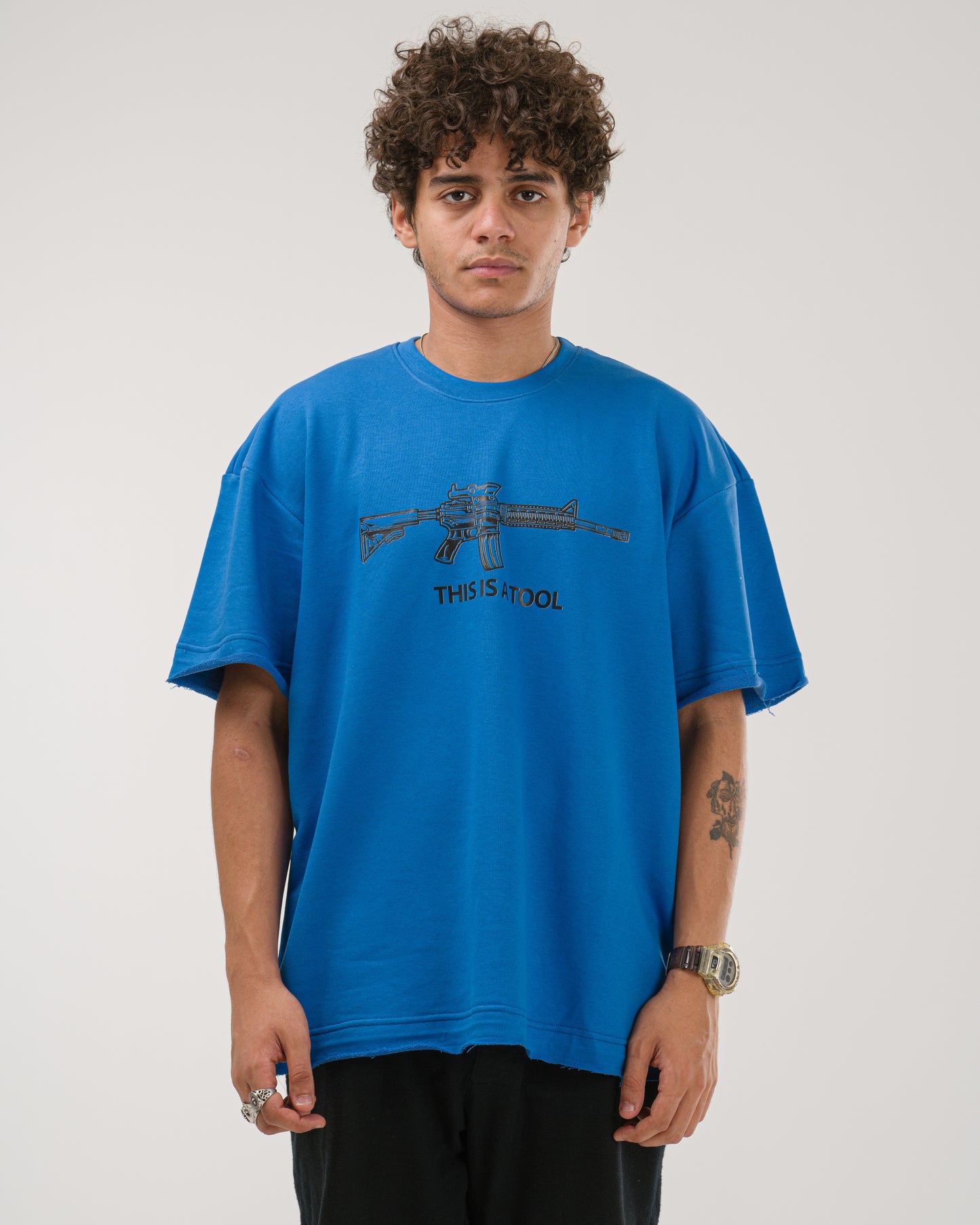 Oversized I Am The Weapon T-Shirt - Blue