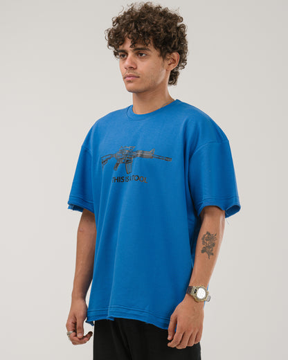 Oversized I Am The Weapon T-Shirt - Blue