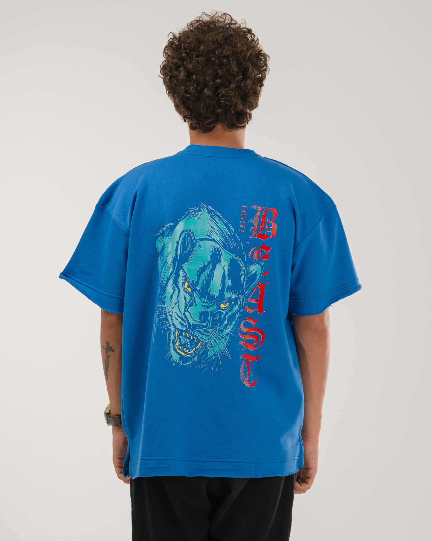 Oversized Extinct Beast T-Shirt - Blue