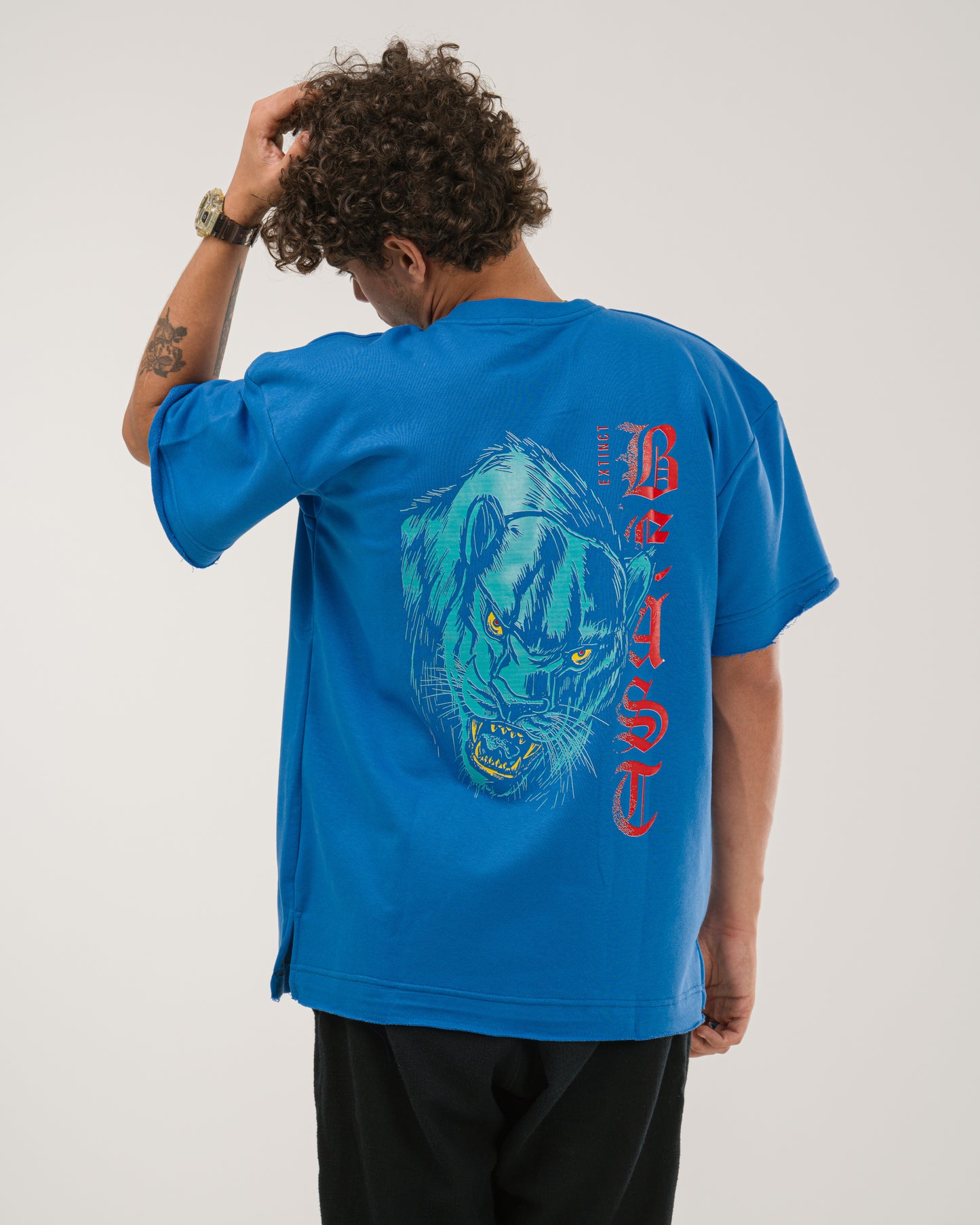 Oversized Extinct Beast T-Shirt - Blue