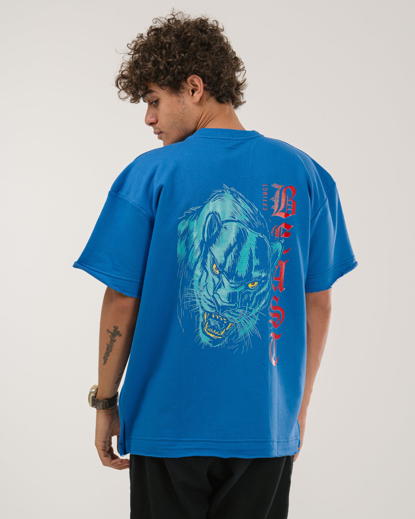 Oversized Extinct Beast T-Shirt - Blue