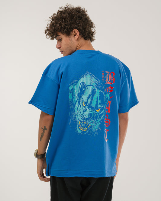 Oversized Extinct Beast T-Shirt - Blue